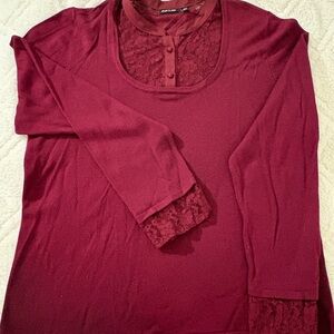 Apt. 9 Burgundy Lace Long Sleeve Top